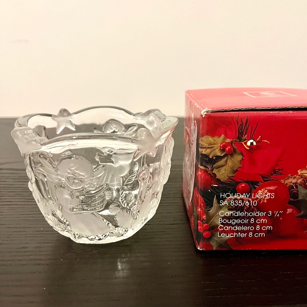 Mikasa Vintage Glass Holiday Lights Candle Holder Christmas Angels